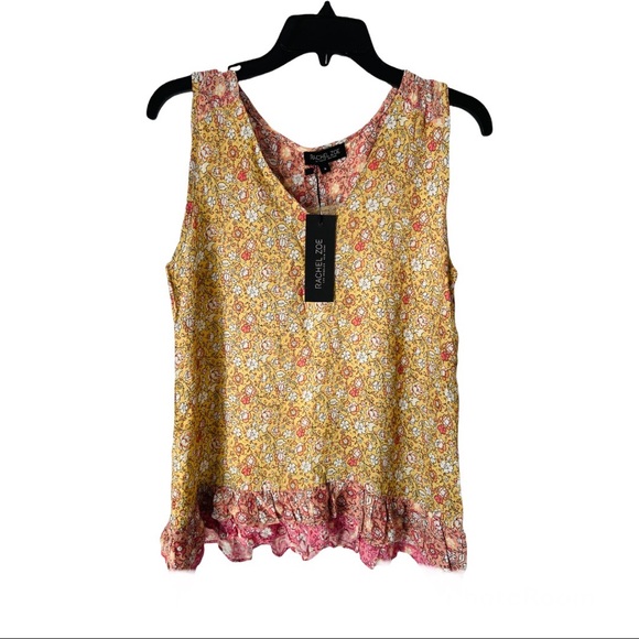 Rachel Zoe Mustard Floral Top Size Small - Picture 1 of 3